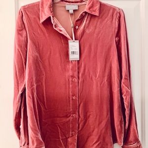 Blush silk velvet shirt